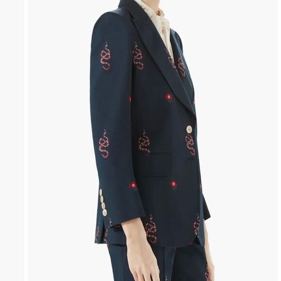 Gucci Embroidered Snake Navy Wool Jacket IT38 by Alessandro Michele - Picture 6 of 6